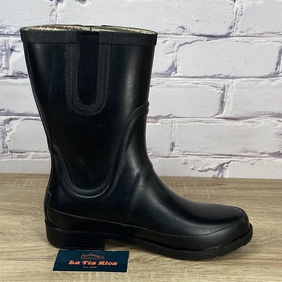 L.L. Bean Wellies Black Waterproof Rain Boots - Picture 5 of 9